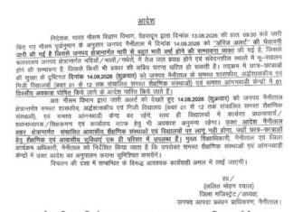 नैनीताल जिले में कल स्कूल बंद, आंगनबाड़ी केंद्र भी रहेंगे बंद… भारी बारिश के ऑरेंज अलर्ट के चलते प्रशासन ने लिया एहतियाती फैसला… रिपोर्ट- (ब्यूरो ) “स्टार खबर ” नैनीताल..